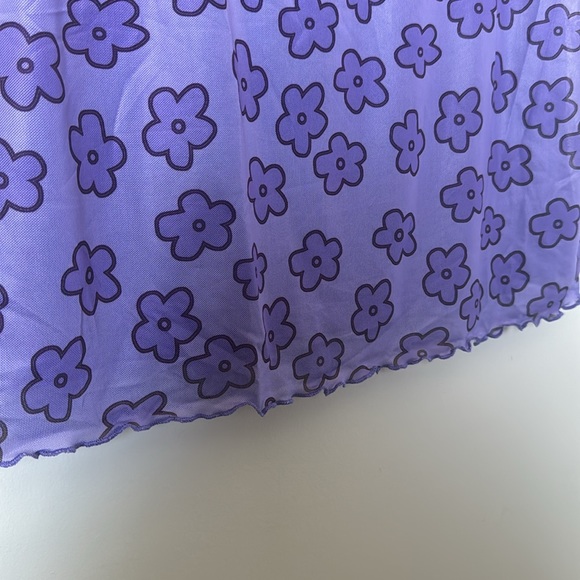 Purple floral mesh mini skirt - Picture 4 of 5